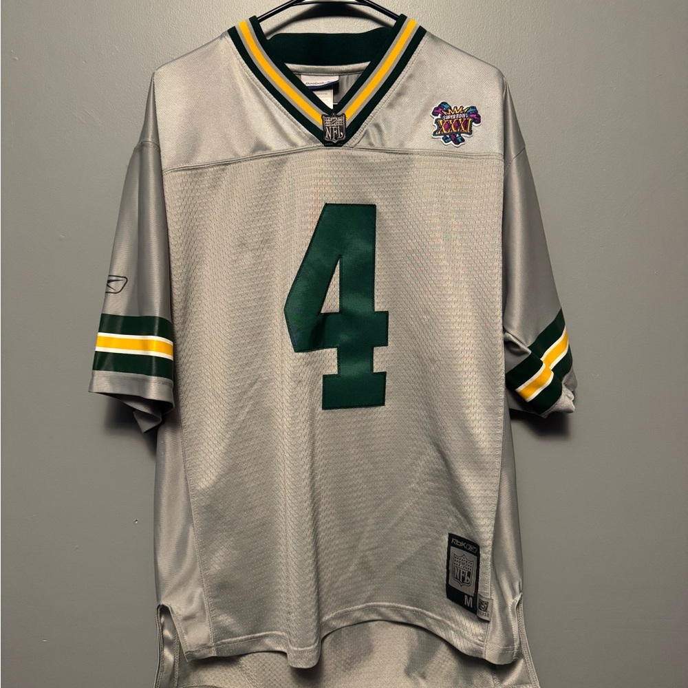 Reebok Gray and Green Football Jersey